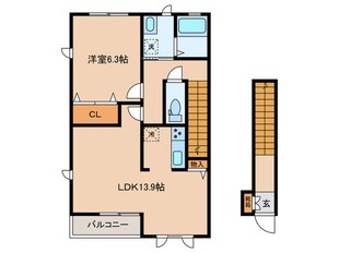 アモーレヴィータ城郷の物件間取画像